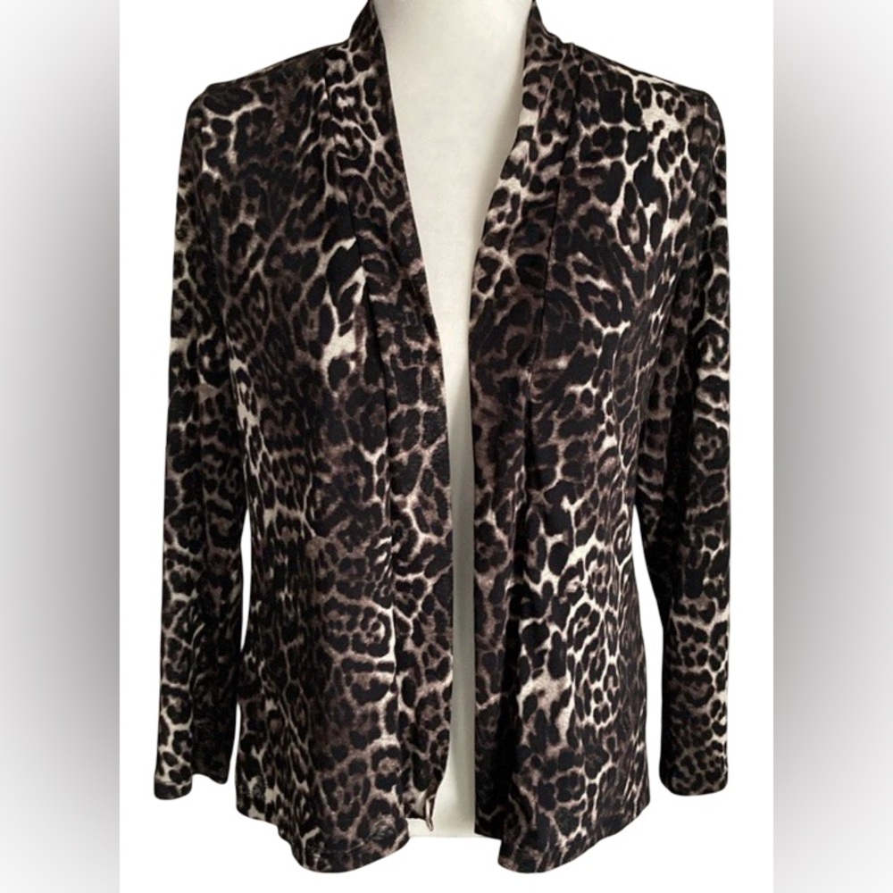 Jones New York Animal Print Open Cardigan Jacket Long Sleeve Lined Women’s Small